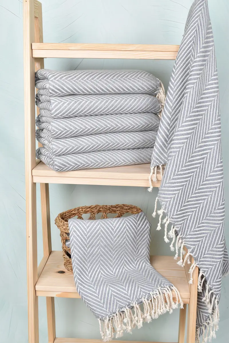 Absorbent Turkish towel, Housewarming Gift, 70x40 Cotton Striped Towel, Bridesmaid Gift Towel, First Wedding Anniversary Gift, Gift Boxes Towel - 3
