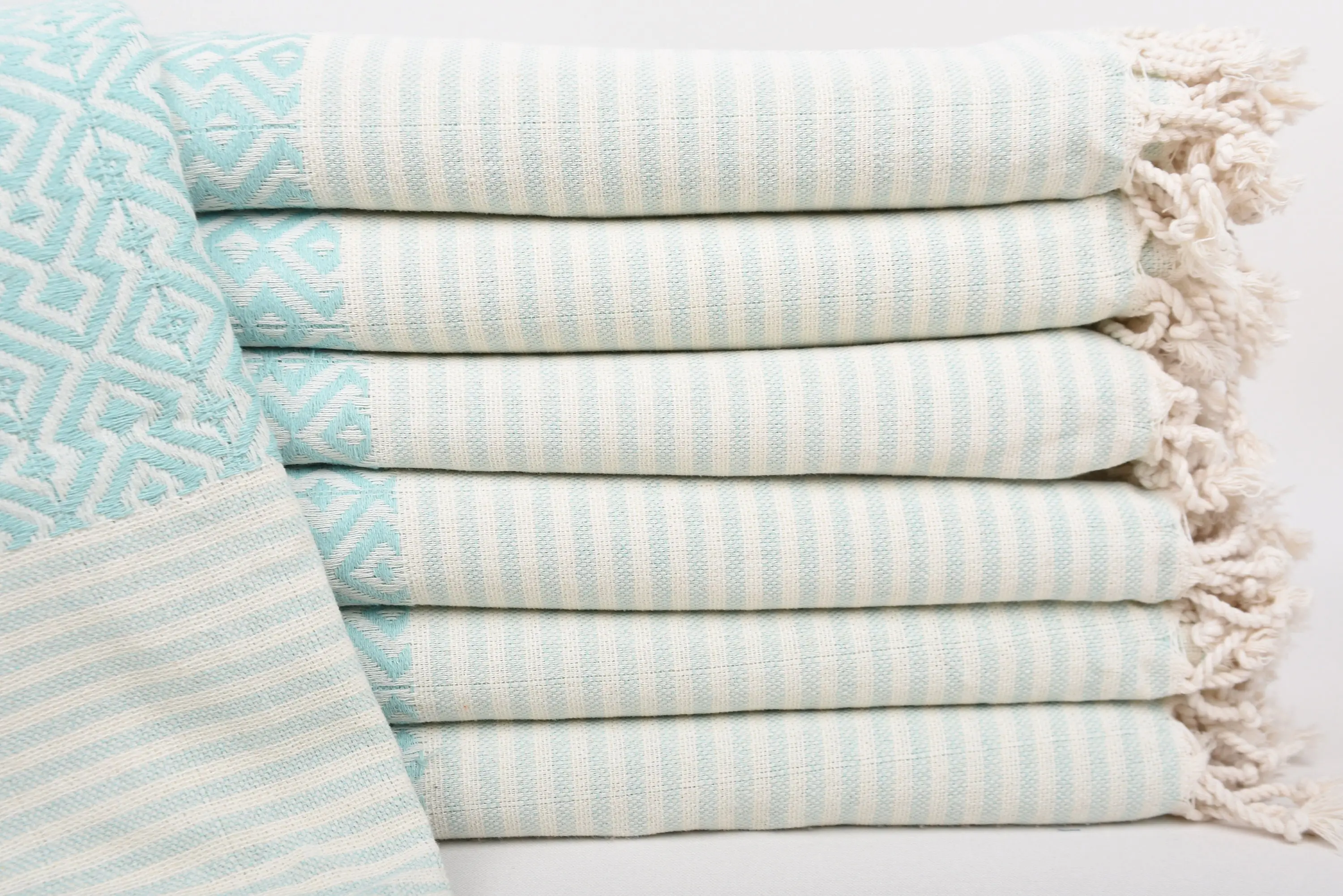 Beach Towel Monogrammed Turkish Organic Cotton Mint, 38x75 Inches - 1