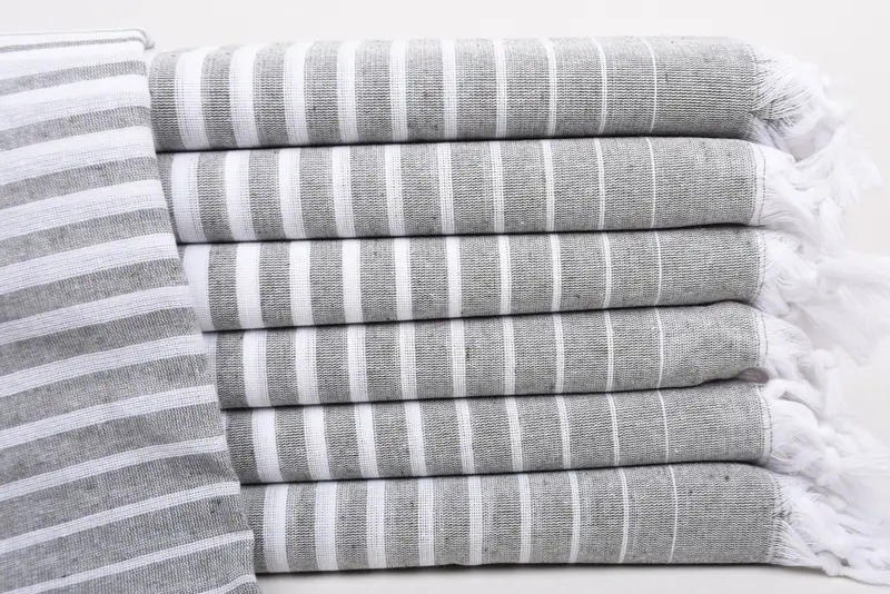 Beach Towel Personalized Turkish Cotton White-Khaki Green, 40x69 Inches