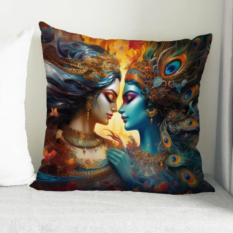 Kutsal Hindu Mandala Baskılı Yastık: Manevi Ev Dekorasyonu Vurgusu