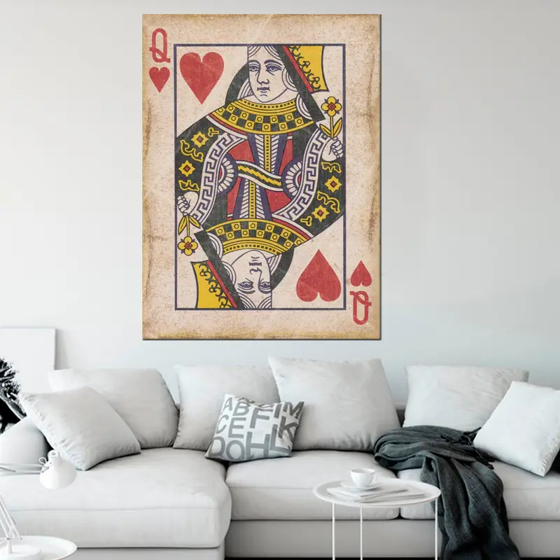 Queen of Hearts Playing Card, Queen of Hearts Canvas, Playing Card Canvas, Queen of Hearts Print, Vintage Style Canvas, Queen of Hearts Art - 3