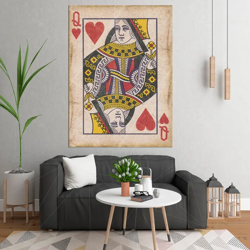 Queen of Hearts Playing Card, Queen of Hearts Canvas, Playing Card Canvas, Queen of Hearts Print, Vintage Style Canvas, Queen of Hearts Art - 4