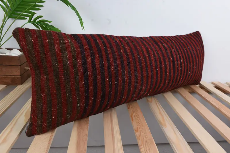 Interior Designer Pillow, 12x36 Red Pillow Case, Knitted Pillow Cover, Kilim Pillow, Pillow Cover, Square Throw Cushion, Kilim Pillow Cover - 4