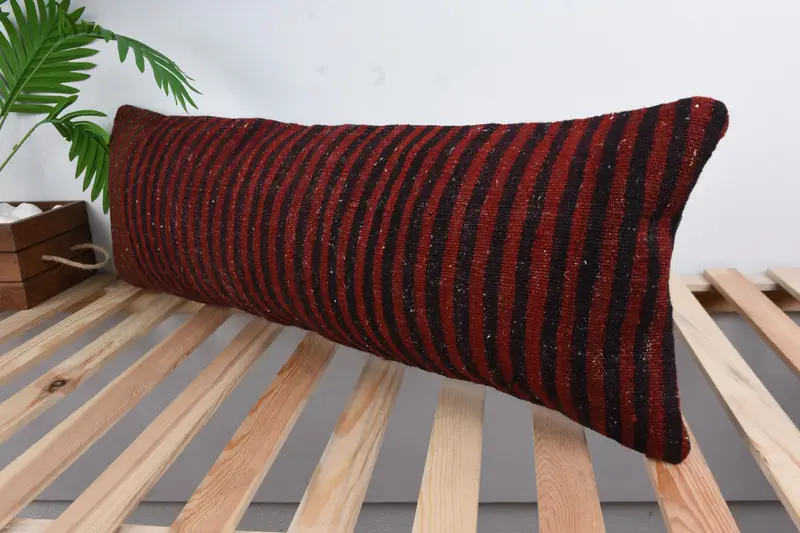 Interior Designer Pillow, 12x36 Red Pillow Case, Knitted Pillow Cover, Kilim Pillow, Pillow Cover, Square Throw Cushion, Kilim Pillow Cover - 5