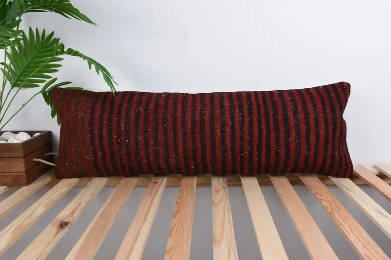 Interior Designer Pillow, 12x36 Red Pillow Case, Knitted Pillow Cover, Kilim Pillow, Pillow Cover, Square Throw Cushion, Kilim Pillow Cover - 1