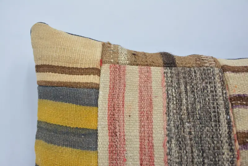 Vintage Kilim Pillow, Kilim Cushion Sham, Pillow, Home Decor Pillow, Car Pillow Cover, 16x24 Beige Pillow Case - 2