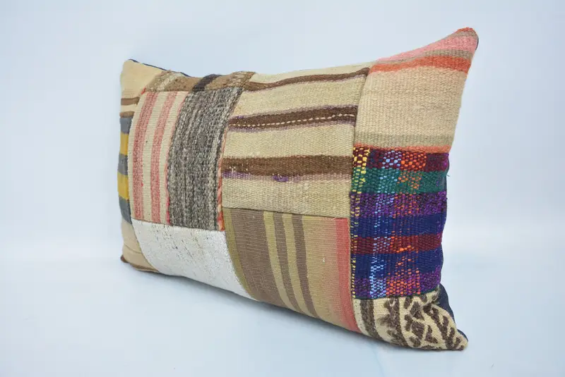 Vintage Kilim Pillow, Kilim Cushion Sham, Pillow, Home Decor Pillow, Car Pillow Cover, 16x24 Beige Pillow Case - 4