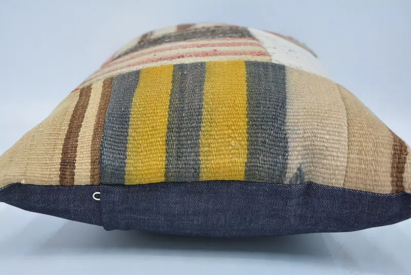 Vintage Kilim Pillow, Kilim Cushion Sham, Pillow, Home Decor Pillow, Car Pillow Cover, 16x24 Beige Pillow Case - 5