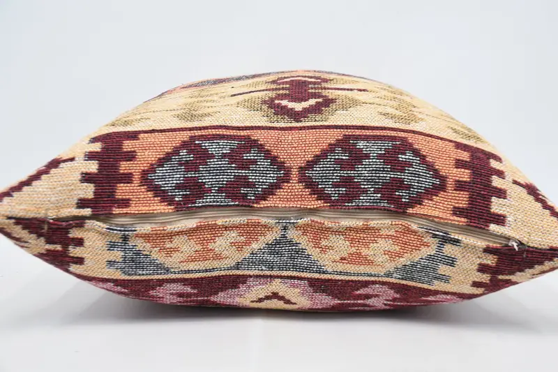 Yoga Pillow, Vintage Kilim Pillow, Boho Pillow Sham Cover, Turkish Kilim Pillow, 28x28 Red Cushion, Cushion Cover, Vintage Throw Pillow Case - 5
