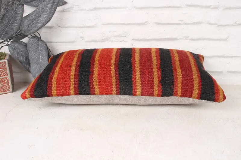 Vintage Pillow, Pillow for Couch, Outdoor Bolster Cushion, Boho Pillow Sham Cover, Bohemian Cushion Pillow, Cushion Cover, 10x20 Red Cushion - 5