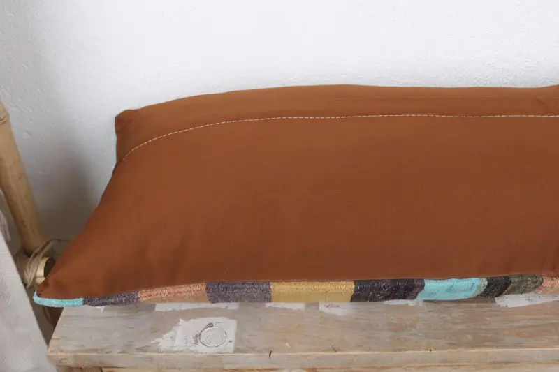 Vintage Pillow, Cushion Case, Pattern Throw Cushion Cover, Throw Kilim Pillow, 12x36 Yellow Pillow Case, Turkish Pillow - 7