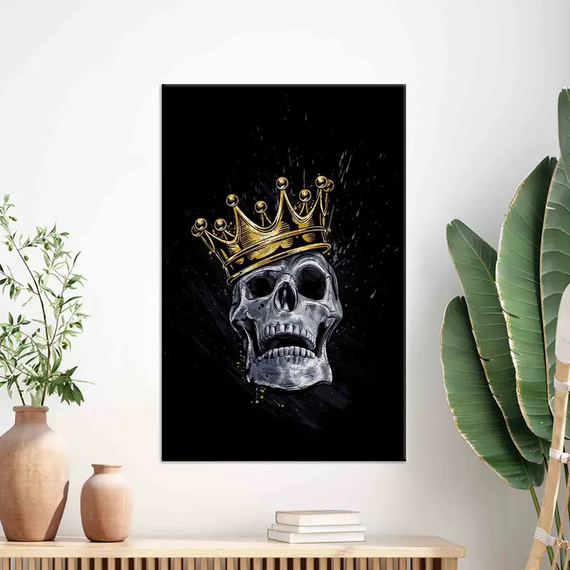 Skull Wall Art, King Wall Decor, Canvas Wall Art, Modern Wall Art, Living Room Decor, Black Wall Art, Man Cave Decor, Abstract Wall Decor, - 1
