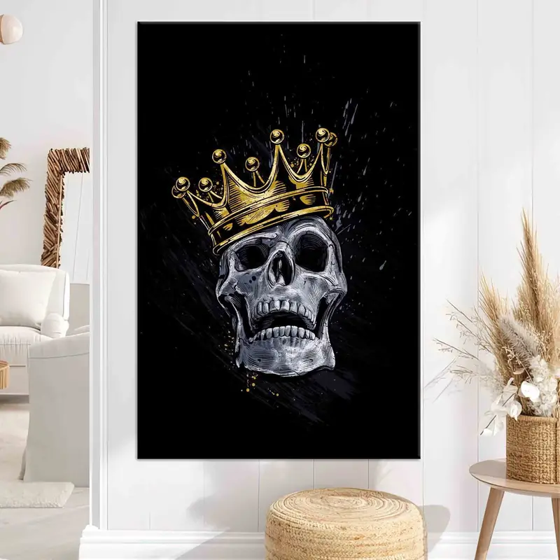 Skull Wall Art, King Wall Decor, Canvas Wall Art, Modern Wall Art, Living Room Decor, Black Wall Art, Man Cave Decor, Abstract Wall Decor, - 5