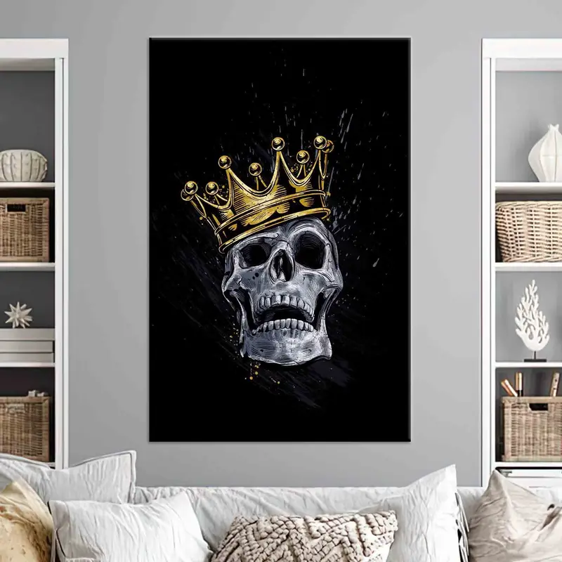 Skull Wall Art, King Wall Decor, Canvas Wall Art, Modern Wall Art, Living Room Decor, Black Wall Art, Man Cave Decor, Abstract Wall Decor, - 4