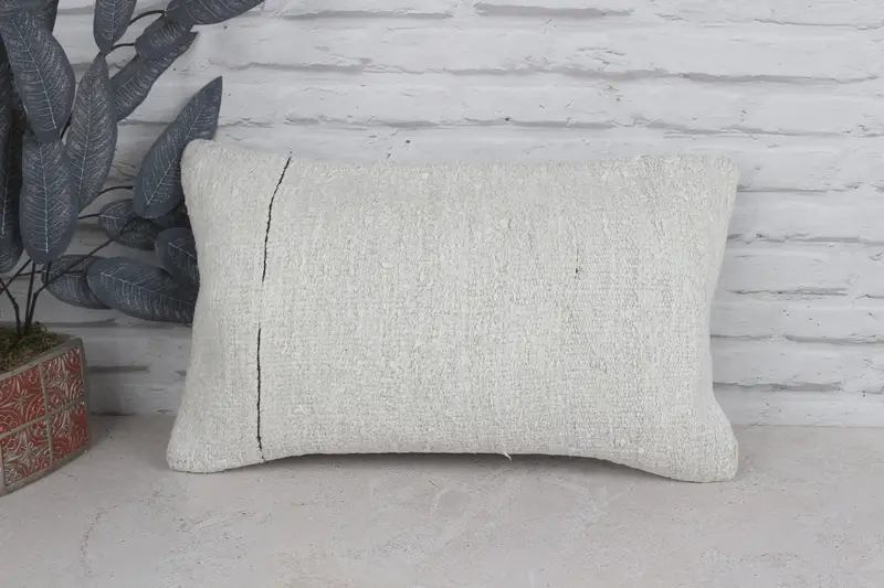 12x20 White Cushion, Cushion Case, Throw Kilim Pillow, Kilim Cushion Sham, Traditional Pillow Sham, Interior Designer Pillow - 1