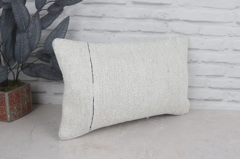 12x20 White Cushion, Cushion Case, Throw Kilim Pillow, Kilim Cushion Sham, Traditional Pillow Sham, Interior Designer Pillow - 3