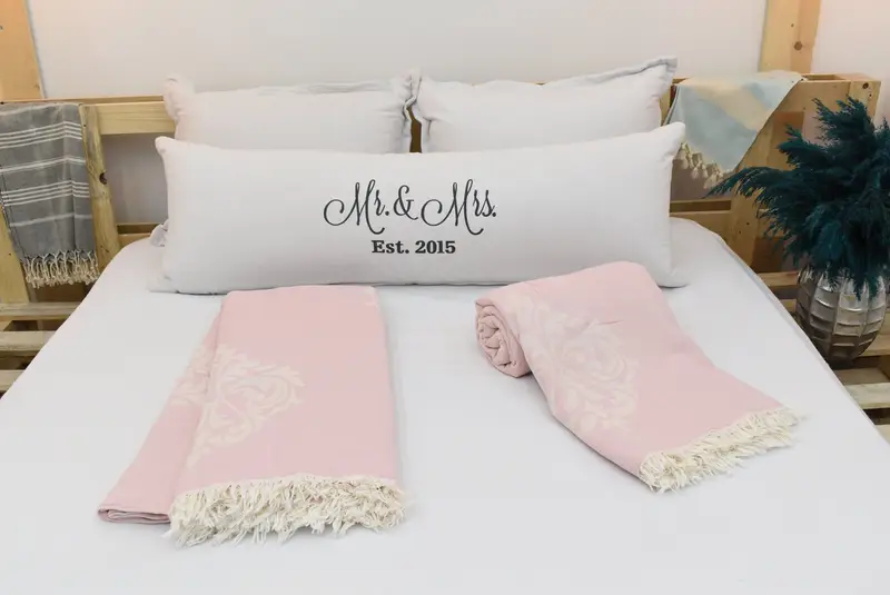 Customized Throw Blankets, Monogram Blanket, 96x76 Cotton Baroque Towel, Custom Blanket, Beach Theme Wedding Gift, Personalized Gifts - 4