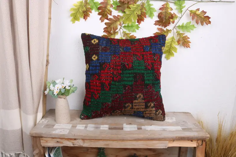 18x18 Red Cushion Cover, Wholesale Pillow Sham, Home Decor Pillow, Boho Pillow Sham Cover, Pillow, Indoor Cushion Case, Antique Pillows - 1