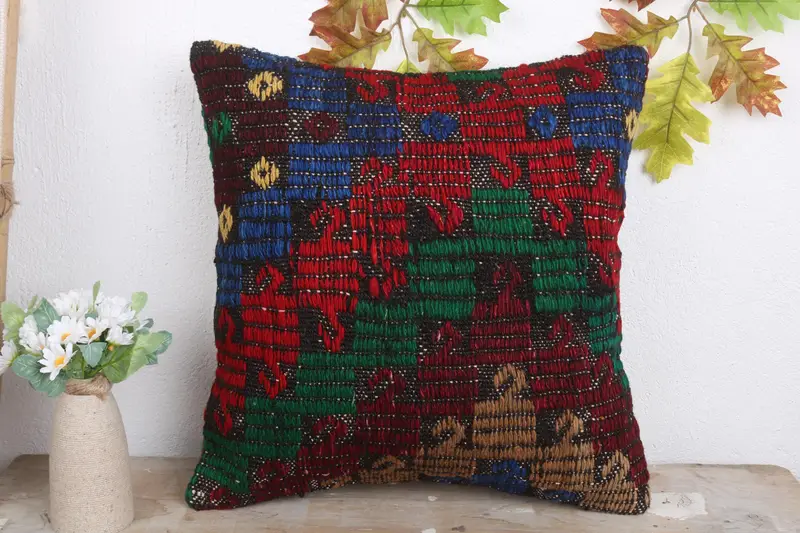 18x18 Red Cushion Cover, Wholesale Pillow Sham, Home Decor Pillow, Boho Pillow Sham Cover, Pillow, Indoor Cushion Case, Antique Pillows - 2