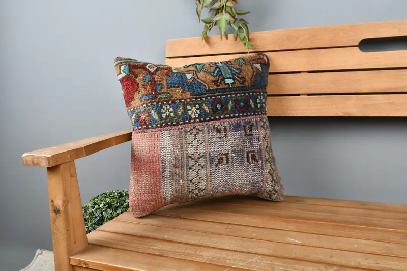 Turkish Pillow, 16x16 Blue Pillow Cover, Pillow Case, Outdoor Throw Pillow Cover, Home Decor Pillow, Turkish Kilim Pillow - 1