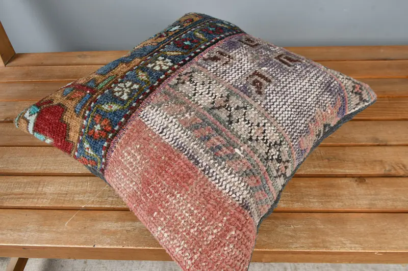 Turkish Pillow, 16x16 Blue Pillow Cover, Pillow Case, Outdoor Throw Pillow Cover, Home Decor Pillow, Turkish Kilim Pillow - 2