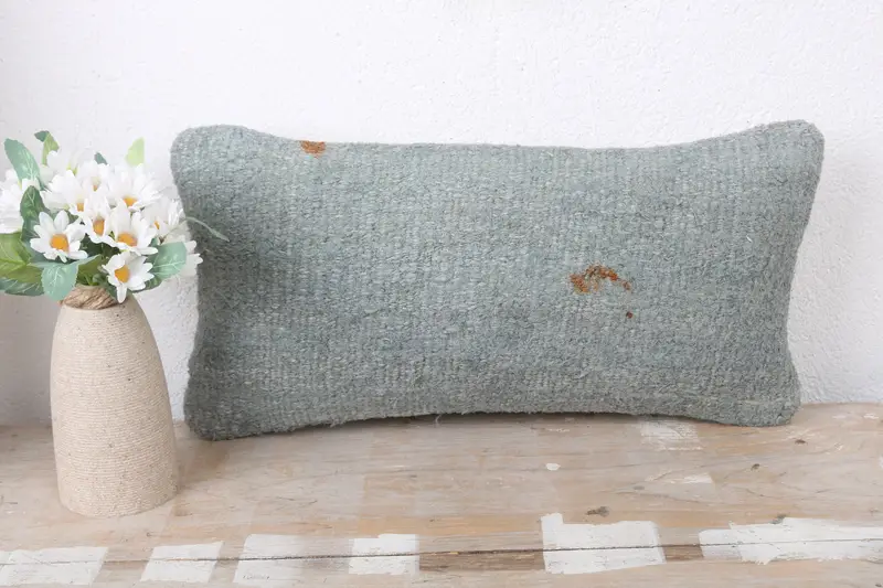 Vintage Pillow, Pillow, 8x16 Gray Pillow Sham, Ethnical Kilim Rug Pillow, Handwoven Pillow Cover Pillow Cover, Home Decor Pillow - 2