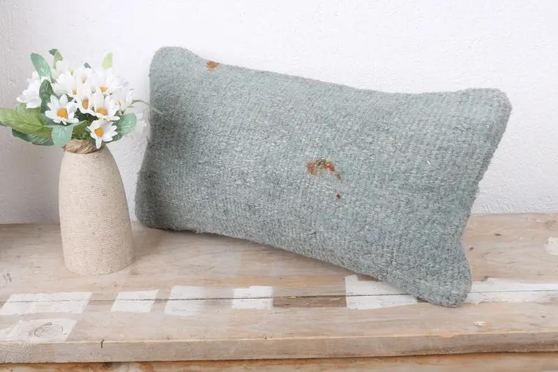Vintage Pillow, Pillow, 8x16 Gray Pillow Sham, Ethnical Kilim Rug Pillow, Handwoven Pillow Cover Pillow Cover, Home Decor Pillow - 4