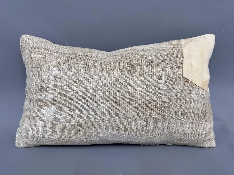 Throw Kilim Pillow, Square Throw Cushion Case, Muted Cushion Cover, Boho Pillow, Boho Pillow Sham Cover, Cushion Case, 12x20 Beige Pillow Cover - 4