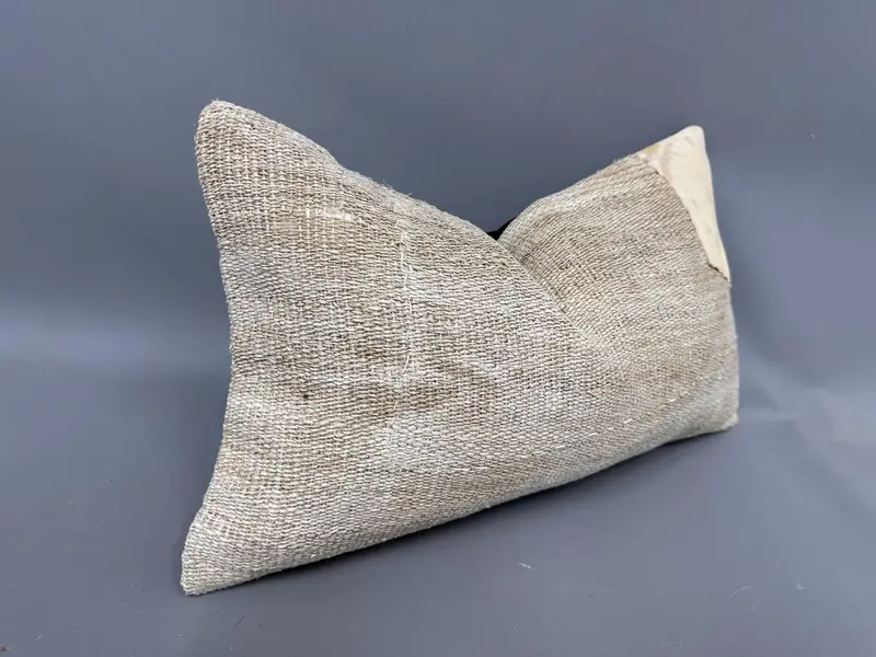 Throw Kilim Pillow, Square Throw Cushion Case, Muted Cushion Cover, Boho Pillow, Boho Pillow Sham Cover, Cushion Case, 12x20 Beige Pillow Cover - 2