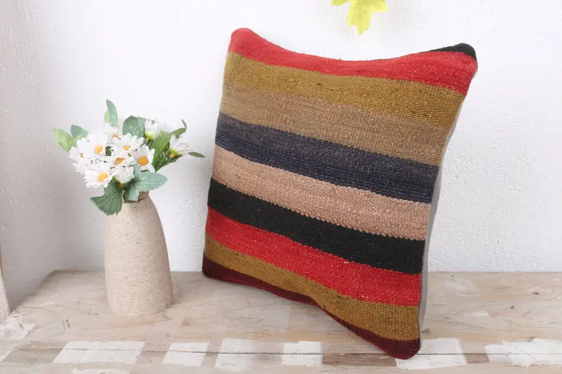 Square Throw Pillow Sham, Interior Designer Pillow, Cushion Cover, Pillow for Couch, Turkish Bench Cushion, Antique Pillows, 12x12 Red Cushion Cover - 4