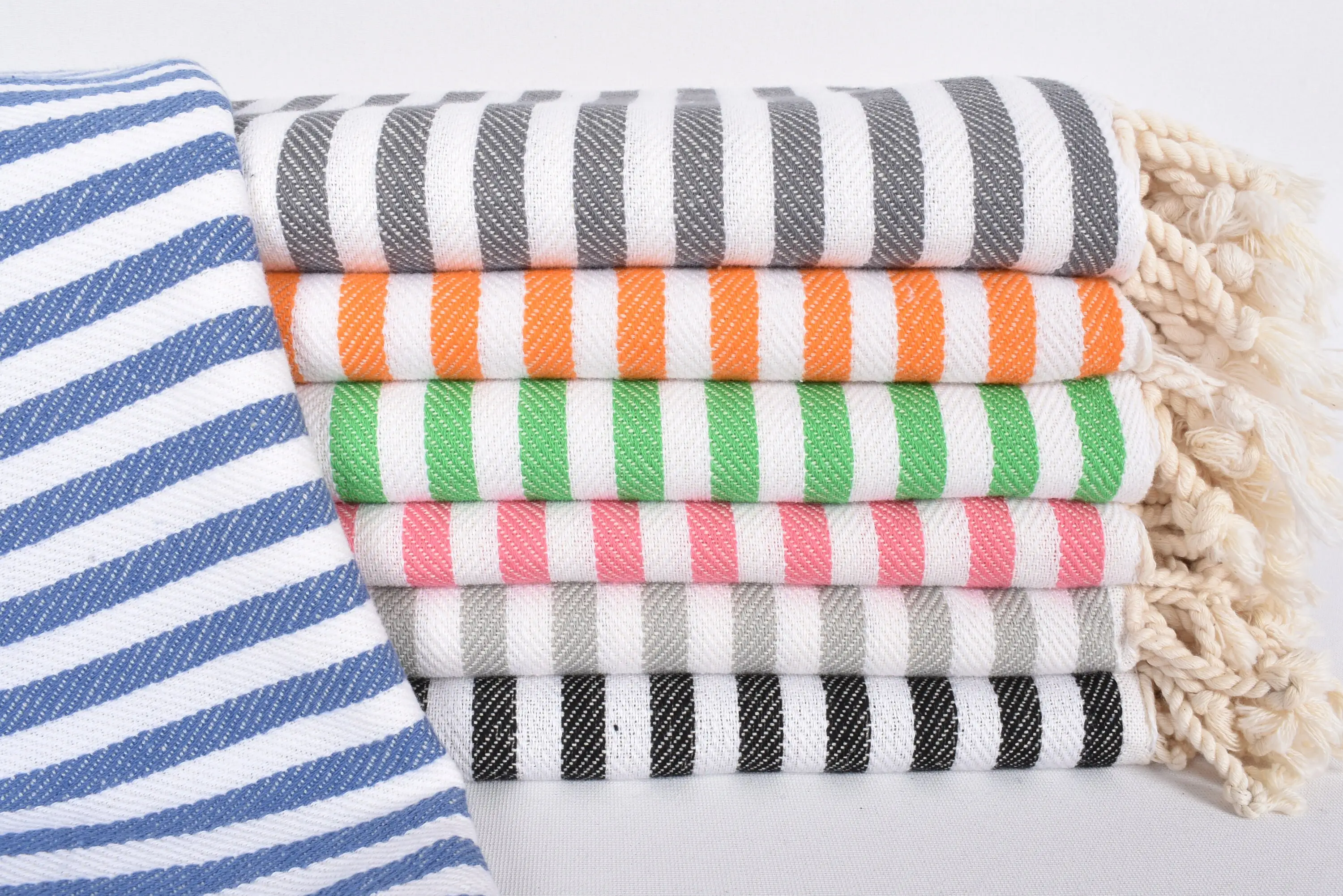 Dark Gray Striped Hand Towel Turkish Cotton, 40x18 Inches - 1