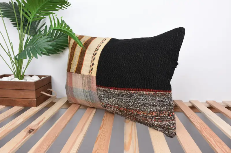 Home Decor Pillow, Vintage Kilim Pillow, Antique Pillows, Aztec Cushion Cover, Armchair Cushion, 16x24 Brown Cushion Case, Pillow Case - 5