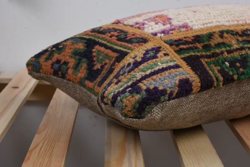 Kilim Cushion Sham, Cushion Cover, 12x20 Purple Cushion Cover, Pattern Throw Pillow Cover, Vintage Kilim Pillow, Home Decor Pillow - 4