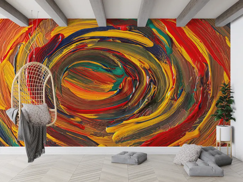 Elegante papel tapiz impreso acrílico inspirado en el aceite: decoración del hogar vibrante