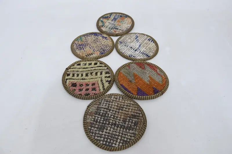 Böhmische blaue und orange runde Untersetzer, ethnische Tischdekoration