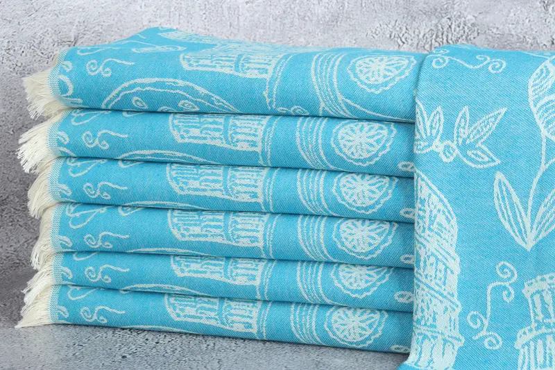 Monogram Tea Towel, Small Bath Towels, Summer Towel, Spa Towel, 28x20 Cotton Italian Symbols Design Towel, Monogrammed Hand Towel, Turkish Tea Towel - 2