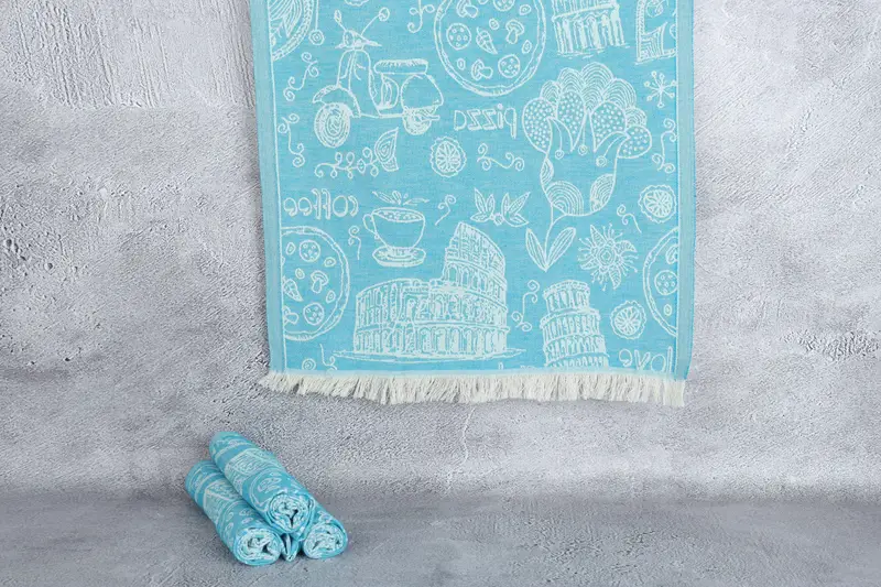 Monogram Tea Towel, Small Bath Towels, Summer Towel, Spa Towel, 28x20 Cotton Italian Symbols Design Towel, Monogrammed Hand Towel, Turkish Tea Towel - 1