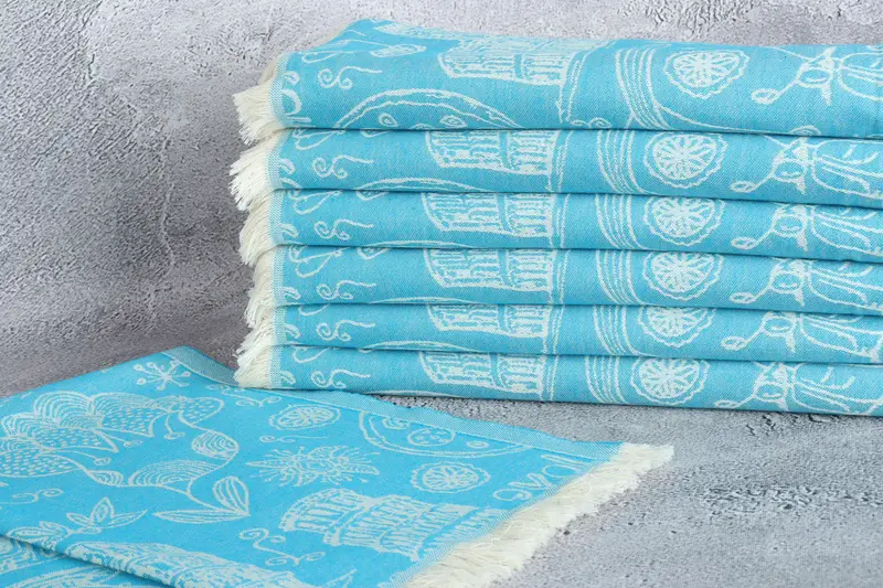 Monogram Tea Towel, Small Bath Towels, Summer Towel, Spa Towel, 28x20 Cotton Italian Symbols Design Towel, Monogrammed Hand Towel, Turkish Tea Towel - 3