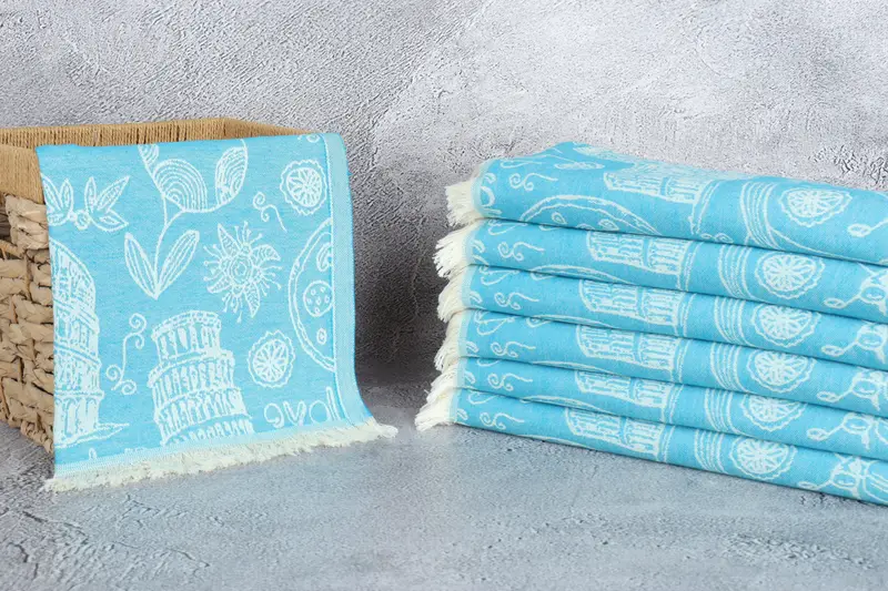 Monogram Tea Towel, Small Bath Towels, Summer Towel, Spa Towel, 28x20 Cotton Italian Symbols Design Towel, Monogrammed Hand Towel, Turkish Tea Towel - 4