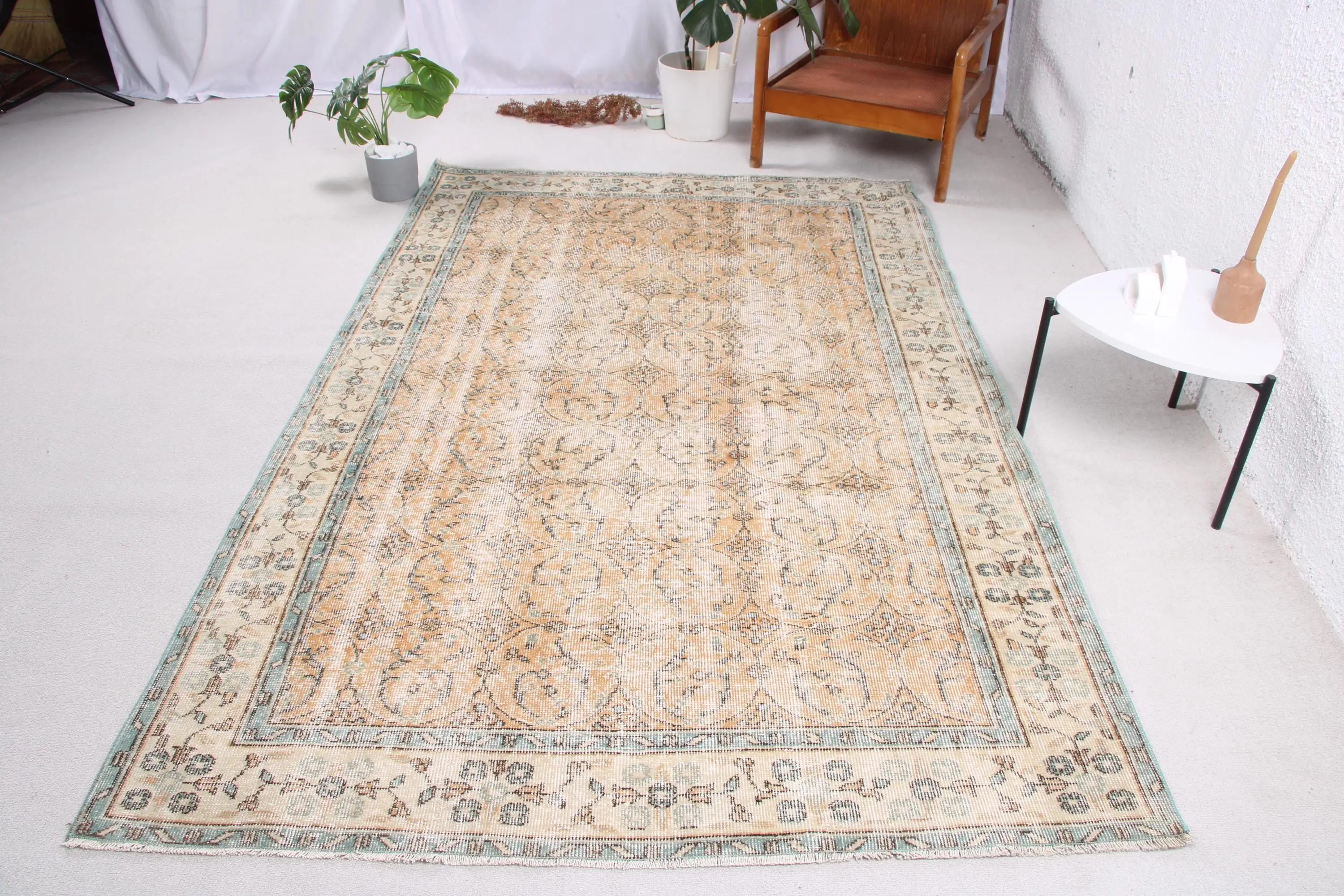 Vintage Türk Halısı, 5.4x8.5 ft Halı, Kahverengi Çizgili Yün Halı - 1