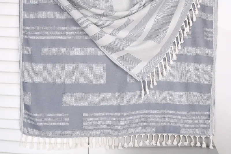 Dark Gray Cotton Chevron Bath Towel, Personalized, 38x67 Inches