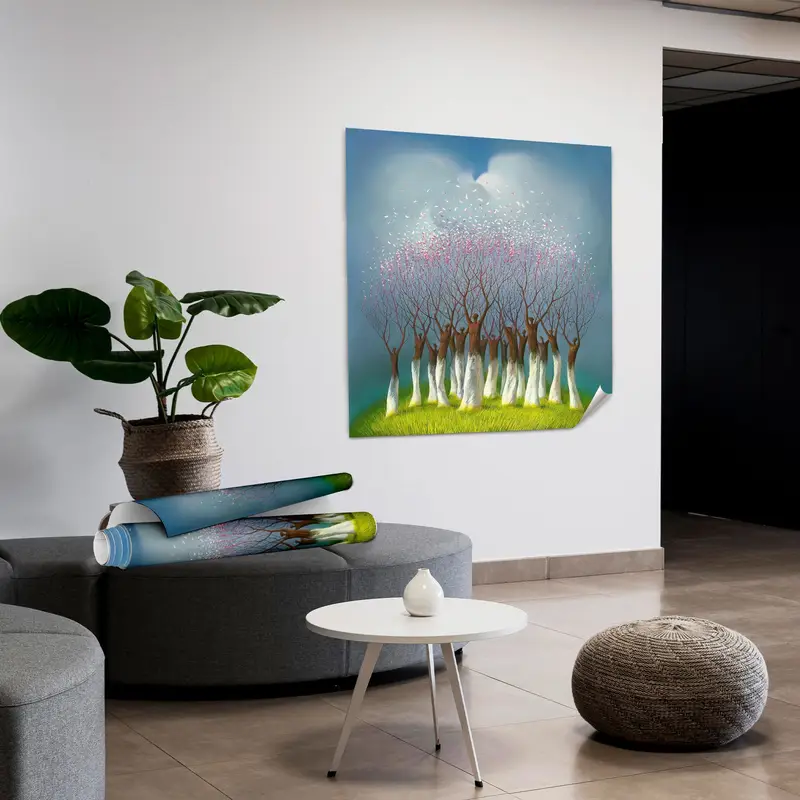エレガントな木の風景抽象キャンバスプリント - シュールアート