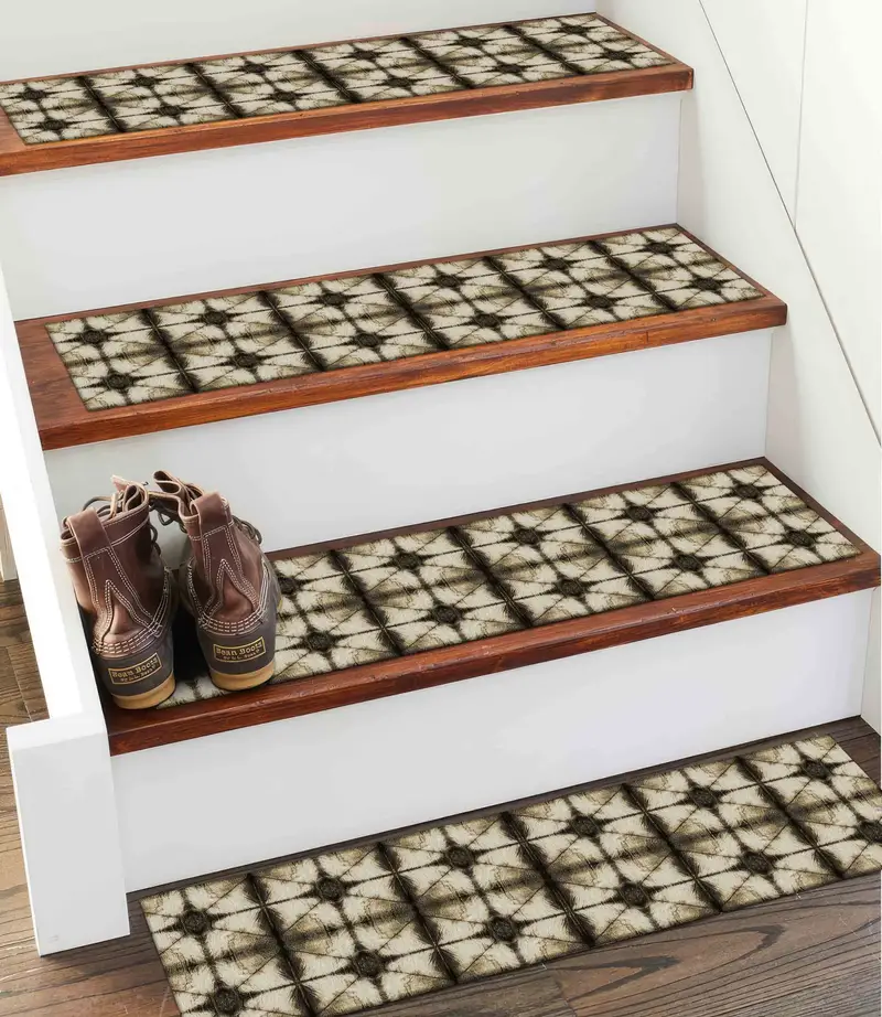Brown Ethnic Kilim Design Printed Rug for Stairs