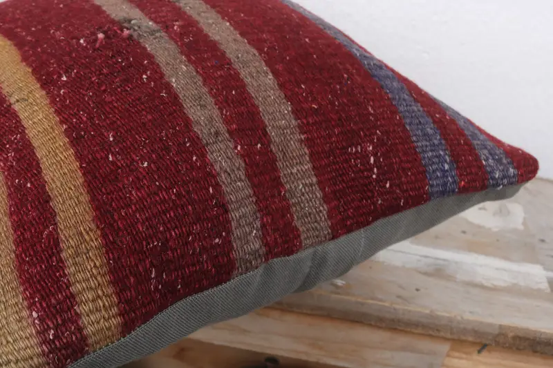 Kilim Pillow Cover, 16x16 Red Cushion Case, Interior Designer Pillow, One Of A Kind Pillow, Vintage Kilim Pillow, Pillow Case - 6