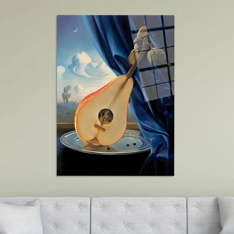 Abstrakte Birnengitarren-Leinwand: Surrealer Musik-Kunstdruck