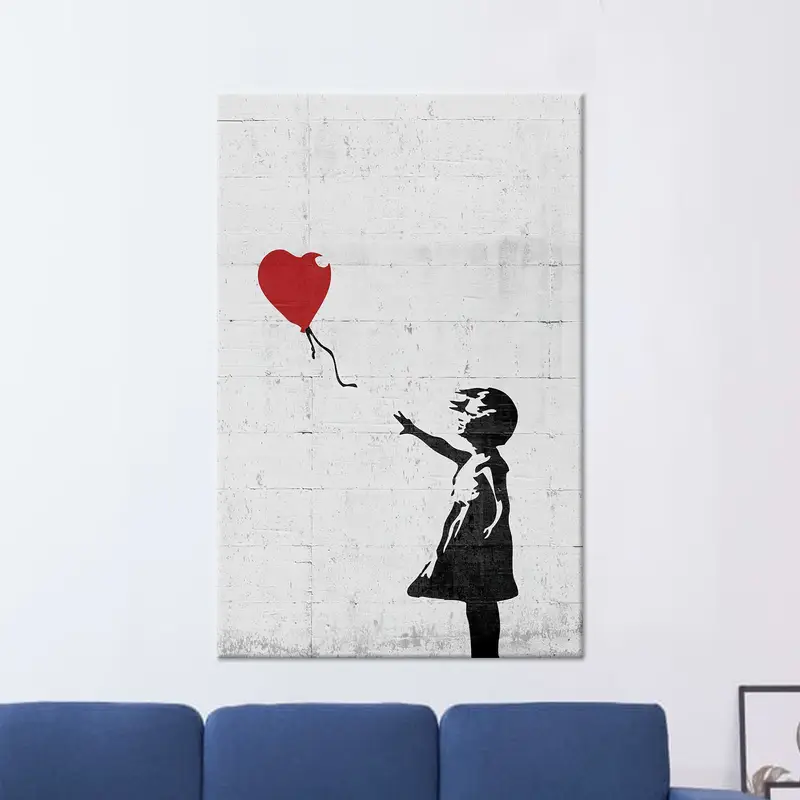 Zarif Banksy Kızı Graffiti Kanvas Tablo - Çağdaş Sanat