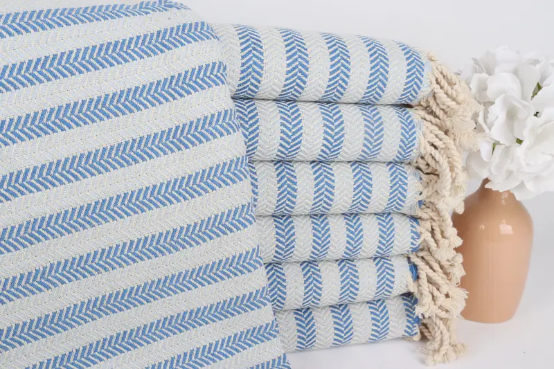 Bebek Mavisi Monogramlı Türk Pamuk Havlu, 40x71 İnç