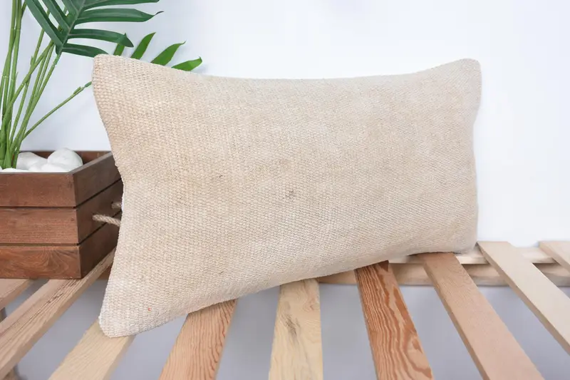 Pillow for Sofa, Antique Pillows, Indoor Pillow Sham, Cushion, Turkish Kilim Pillow, Knitted Cushion Cover, 10x20 Beige Cushion Cover - 4