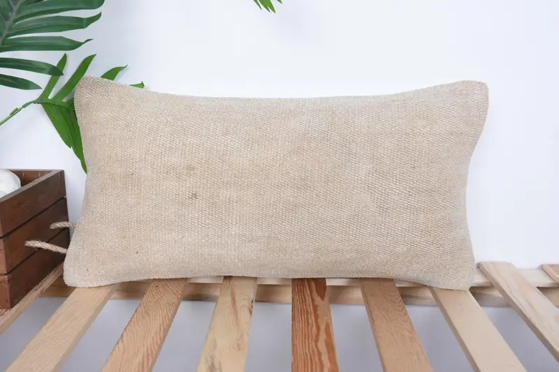 Pillow for Sofa, Antique Pillows, Indoor Pillow Sham, Cushion, Turkish Kilim Pillow, Knitted Cushion Cover, 10x20 Beige Cushion Cover - 1