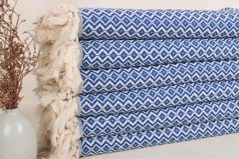 Boyfriend Gift Sax Blue Cotton Towel, Personalized Bridesmaid, 40x71 Inches